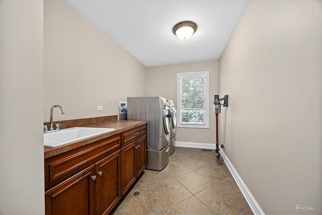 4037 Main St, Downers Grove, IL 60515 - washroom with cabinet space, washing machine and dryer, and light tile patterned flooring