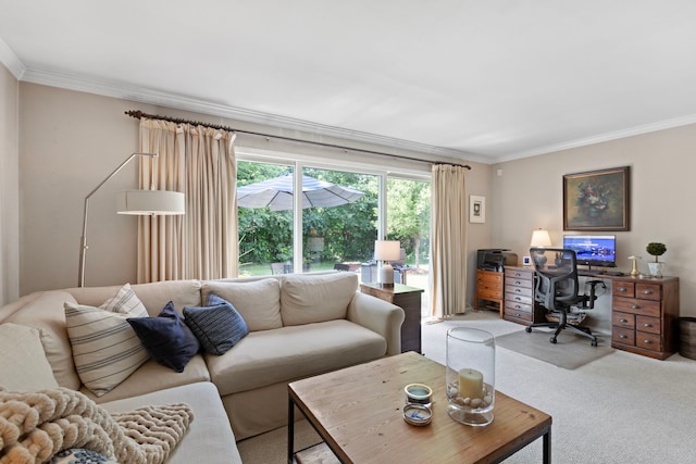 1014 Indian Rd, Glenview, IL 60025 - living area with ornamental molding, carpet, and an office area