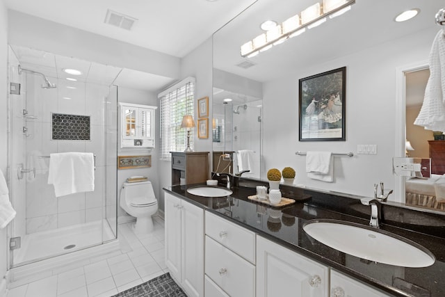 1014 Indian Rd, Glenview, IL 60025 - full bathroom featuring tile patterned floors, double vanity, and a shower stall