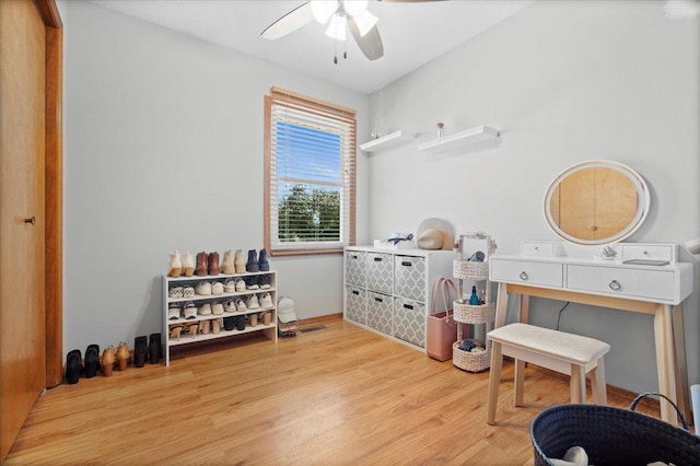 16 Rutherford Ct, Bloomington, IL 61705 - misc room with ceiling fan and light wood-style floors