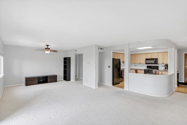 59 S Hale St Unit 402, Palatine, IL 60067 - unfurnished living room with light colored carpet and a ceiling fan