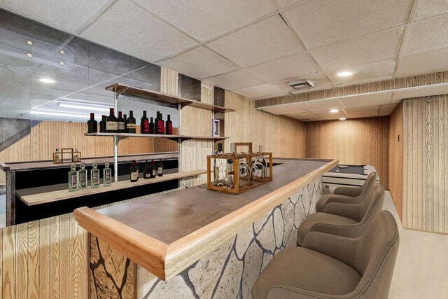 4445 Grove Ave, Stickney, IL 60402 - indoor dry bar featuring wood walls and a paneled ceiling