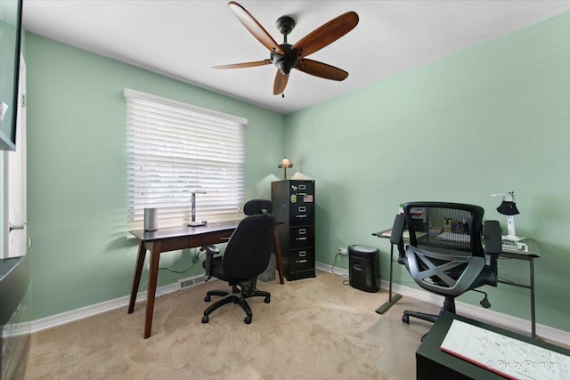 862 Arthur Dr, Elgin, IL 60120 - office area with ceiling fan and carpet floors