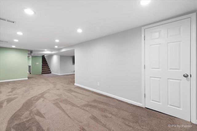 862 Arthur Dr, Elgin, IL 60120 - finished basement with carpet flooring, recessed lighting, and stairs