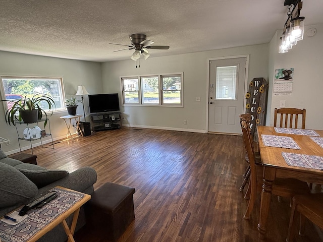 2705 Pine St, Rock Falls, IL 61071 - living room with wood finished floors, ceiling fan, healthy amount of natural light, and a textured ceiling