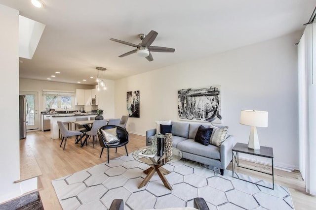 1728 W Terra Cotta Pl Unit D, Chicago, IL 60614 - living area featuring light wood-type flooring, recessed lighting, and ceiling fan