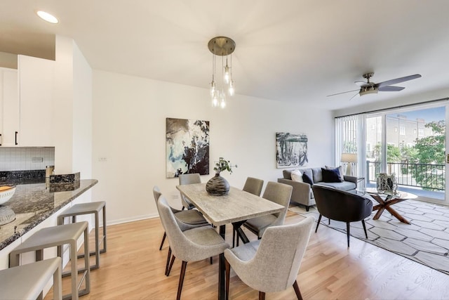 1728 W Terra Cotta Pl Unit D, Chicago, IL 60614 - dining area with light wood finished floors, ceiling fan, and recessed lighting