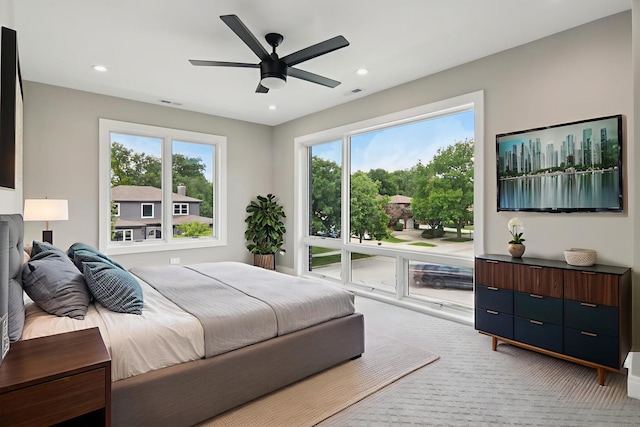 3933 Gloria Ct, Glenview, IL 60025 - bedroom featuring access to outside, recessed lighting, and ceiling fan
