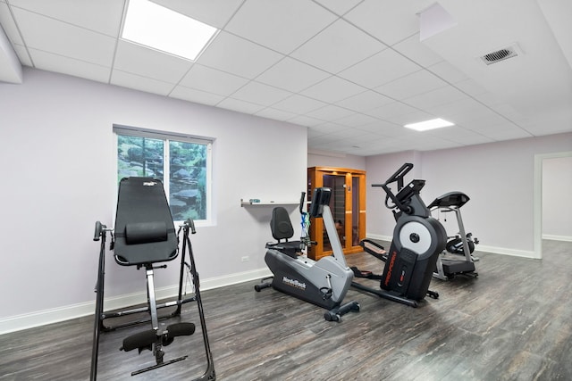 4146 Cardinal Ct, Northbrook, IL 60062 - workout area featuring wood finished floors and a paneled ceiling