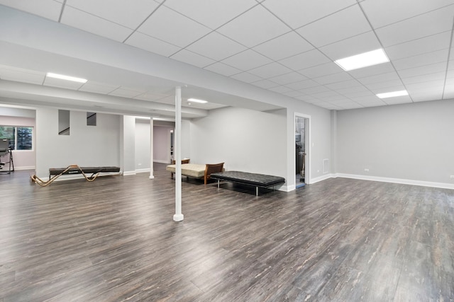 4146 Cardinal Ct, Northbrook, IL 60062 - below grade area featuring a paneled ceiling and dark wood finished floors