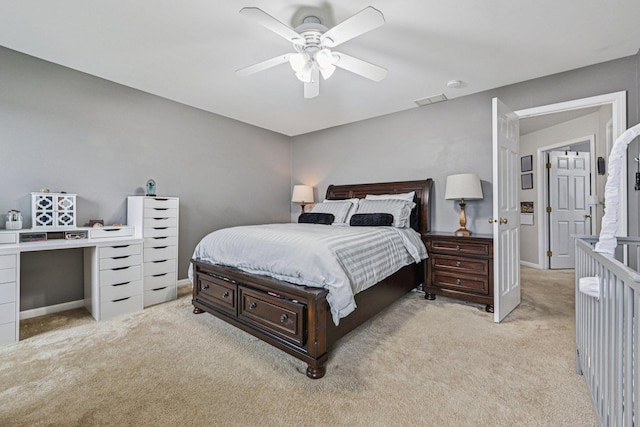 1021 Horizon Rdg, Lake In The Hills, IL 60156 - bedroom featuring light colored carpet and a ceiling fan