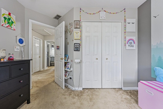 1021 Horizon Rdg, Lake In The Hills, IL 60156 - bedroom featuring light colored carpet, a closet, and attic access