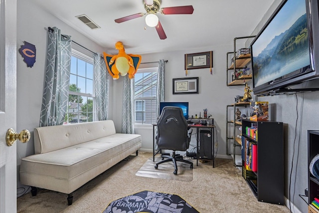 1021 Horizon Rdg, Lake In The Hills, IL 60156 - home office with carpet flooring and ceiling fan