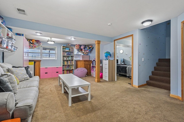 1021 Horizon Rdg, Lake In The Hills, IL 60156 - carpeted living room with stairs