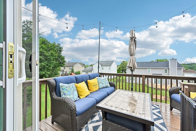 1021 Horizon Rdg, Lake In The Hills, IL 60156 - wooden deck featuring outdoor lounge area and a residential view