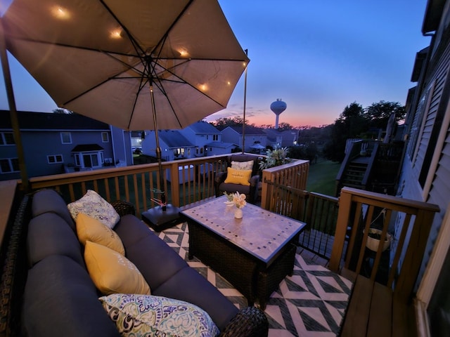 1021 Horizon Rdg, Lake In The Hills, IL 60156 - deck at dusk with an outdoor living space