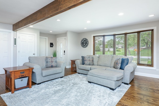 18W761 83rd St, Downers Grove, IL 60516 - living area with recessed lighting, wood finished floors, and beam ceiling