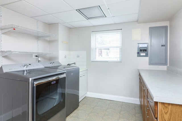 18W761 83rd St, Downers Grove, IL 60516 - laundry room featuring separate washer and dryer, cabinet space, and electric panel