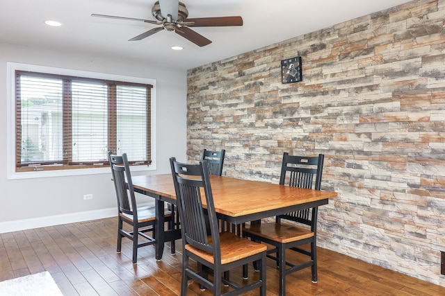 18W761 83rd St, Downers Grove, IL 60516 - dining area with a ceiling fan, wood finished floors, and recessed lighting