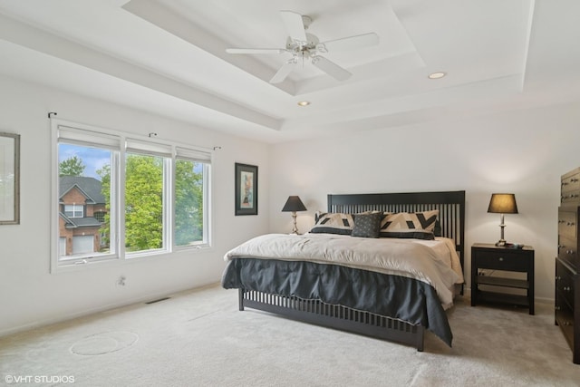 1580 W N St, Palatine, IL 60067 - carpeted bedroom with a raised ceiling, recessed lighting, and ceiling fan