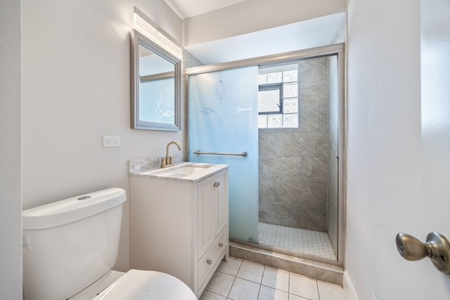4850 N Clifton Ave, Norridge, IL 60706 - bathroom with a shower stall, vanity, and tile patterned floors