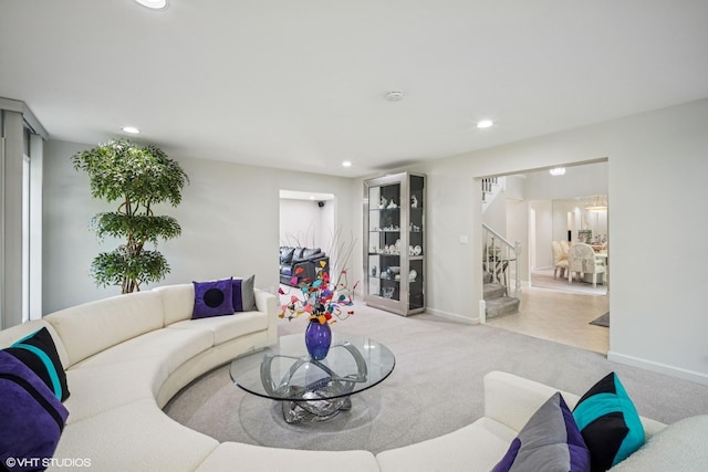 4045 N Harvard Ave, Arlington Heights, IL 60004 - carpeted living room with stairs and recessed lighting