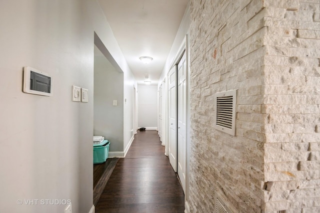 837 Hamlin Ave, Flossmoor, IL 60422 - hallway with dark wood-type flooring and baseboards