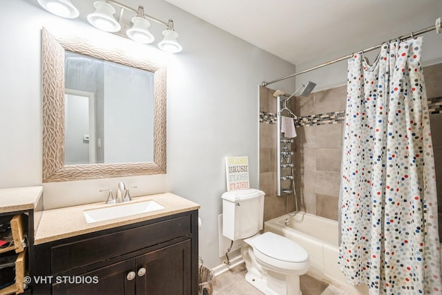 837 Hamlin Ave, Flossmoor, IL 60422 - bathroom featuring shower / bath combo, vanity, and tile patterned floors