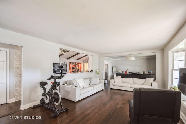 837 Hamlin Ave, Flossmoor, IL 60422 - living area featuring dark wood-style flooring and lofted ceiling
