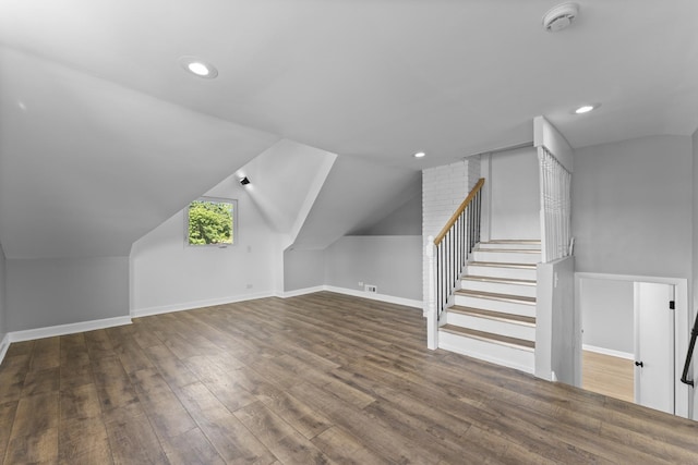 4025 Williams St, Downers Grove, IL 60515 - bonus room featuring wood finished floors, vaulted ceiling, stairs, and recessed lighting
