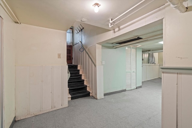6510 Sinclair Ave, Berwyn, IL 60402 - finished basement featuring stairway and tile patterned floors