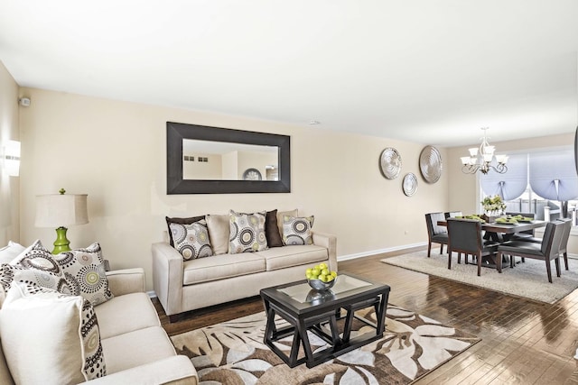 18140 Crystal Ln, Lansing, IL 60438 - living room featuring wood-type flooring and a chandelier