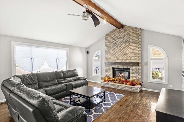18140 Crystal Ln, Lansing, IL 60438 - living room featuring a ceiling fan, dark wood finished floors, and plenty of natural light