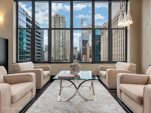 333 W Hubbard St Unit 1006, Chicago, IL 60654 - living room featuring a skyline view