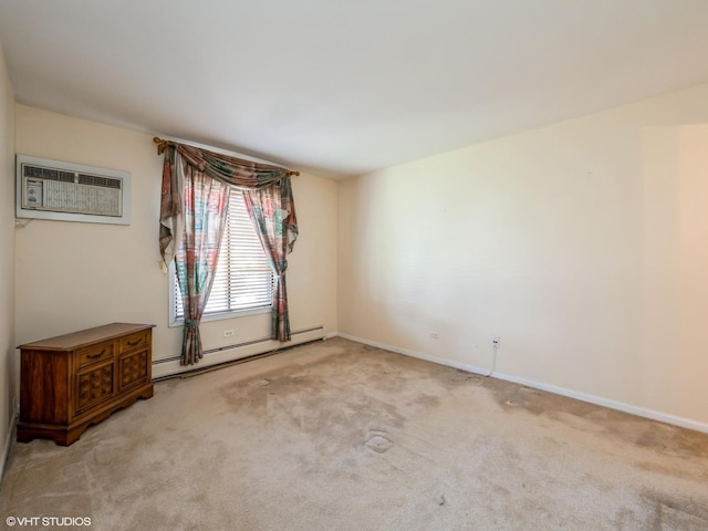 249 W Court Of Shorewood Unit 1B, Vernon Hills, IL 60061 - unfurnished room with a baseboard heating unit, carpet flooring, and a wall mounted AC