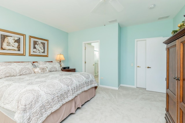 11397 Stonewater Xing, Huntley, IL 60142 - bedroom with light colored carpet, ensuite bathroom, and ceiling fan