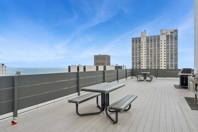 1300 N Astor St Unit 26C, Chicago, IL 60610 - wooden terrace featuring grilling area and a water view
