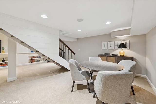 19 N Stough St, Hinsdale, IL 60521 - carpeted dining space featuring stairs and recessed lighting