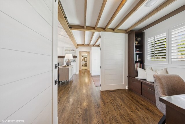 19 N Stough St, Hinsdale, IL 60521 - unfurnished office featuring beam ceiling and dark wood-style floors