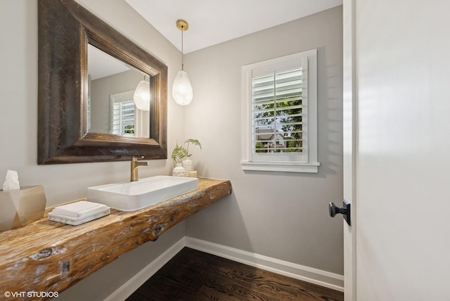 19 N Stough St, Hinsdale, IL 60521 - bathroom with wood finished floors and healthy amount of natural light