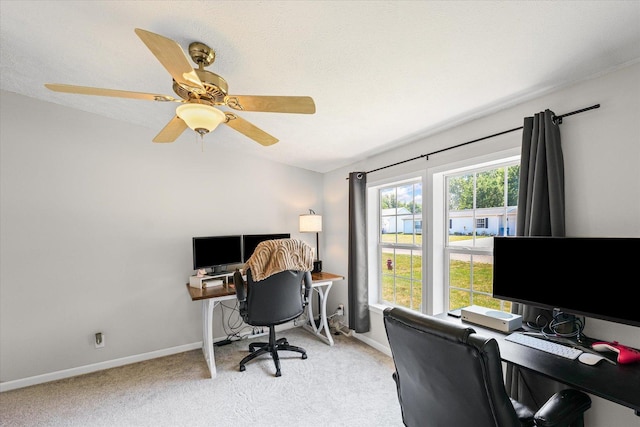 510 W Rhodes St, Thomasboro, IL 61878 - office featuring light carpet and ceiling fan