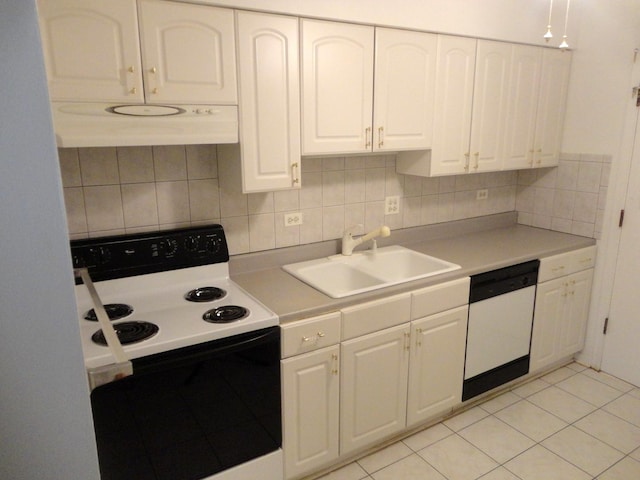 9703 Bianco Ter Unit B, Des Plaines, IL 60016 - kitchen featuring electric range, exhaust hood, dishwasher, white cabinetry, and decorative backsplash