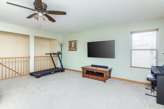3707 Bowie Ct, Joliet, IL 60435 - workout area featuring carpet floors and ceiling fan
