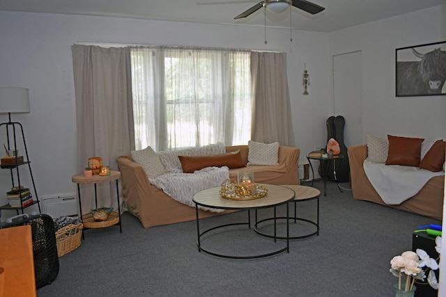 516 Clifton Dr, Round Lake Park, IL 60073 - carpeted living area with ceiling fan and baseboard heating