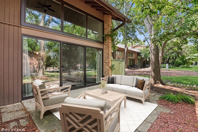 5916 Meadow Dr Unit 149-A, Lisle, IL 60532 - view of patio featuring ceiling fan and an outdoor living space