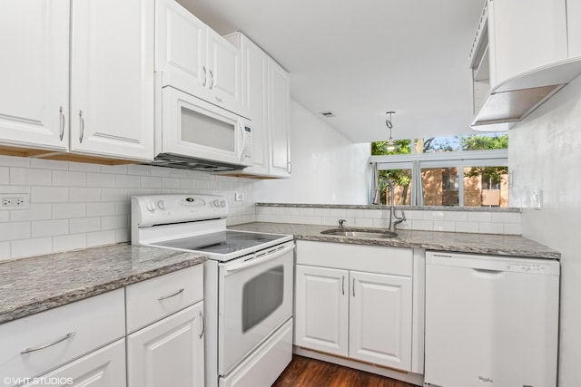 5916 Meadow Dr Unit 149-A, Lisle, IL 60532 - kitchen featuring white appliances, white cabinets, backsplash, and light stone countertops