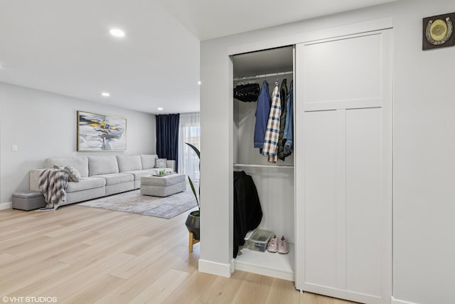 1470 Jefferson St Unit 602, Des Plaines, IL 60016 - living area featuring light wood finished floors and recessed lighting