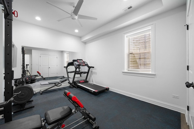 2115 Washington Ave, Wilmette, IL 60091 - workout room featuring recessed lighting and a ceiling fan