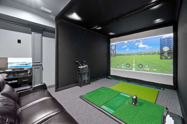 2115 Washington Ave, Wilmette, IL 60091 - playroom with golf simulator and carpet floors