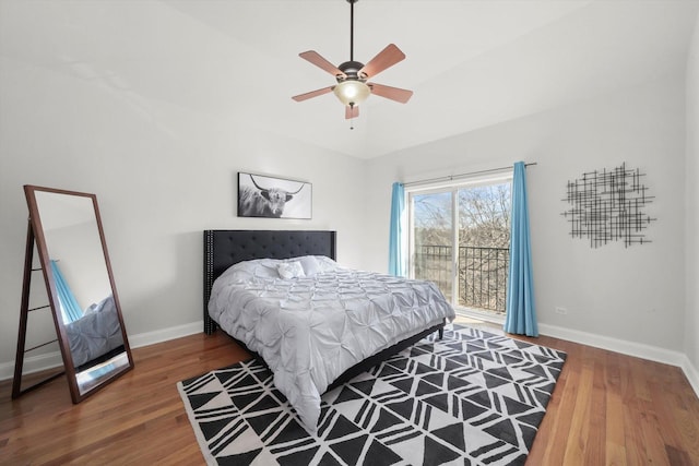 4809 S Wabash Ave Unit 3, Chicago, IL 60615 - bedroom featuring access to outside, wood finished floors, and ceiling fan